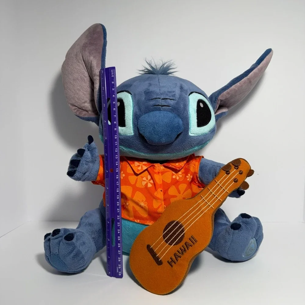 Disney Store Stitch Playing Guitar Hawaiian Shirt 15.5